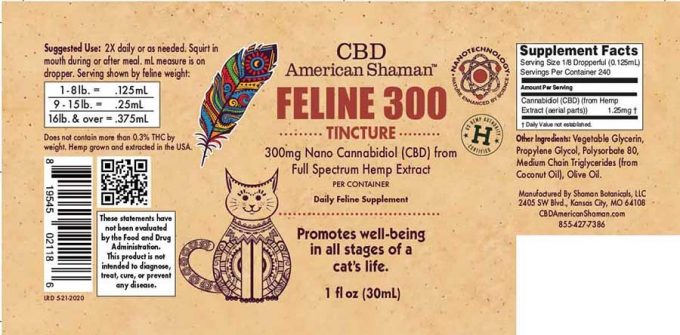 CBD American Shaman Feline Tincture Oil